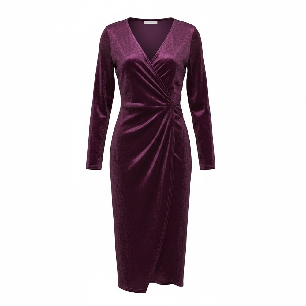 Nashalyly Purple Velvet Wrap Dress – Women’s Size Small NWOT